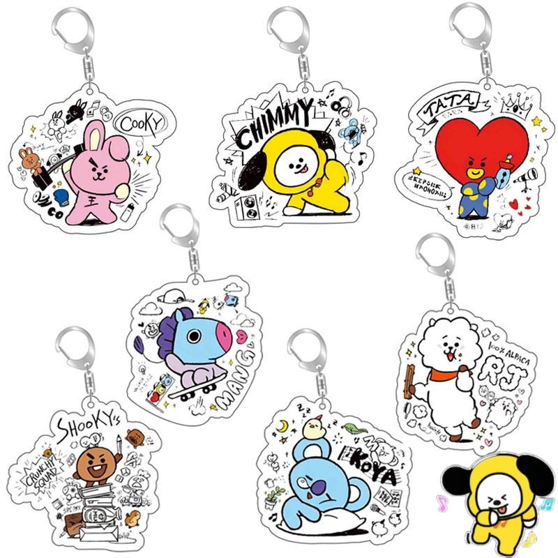 Anime Merchandise For Girls - Gantungan kunci akrilik BT21 anime kartun